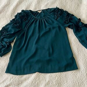 ODDY Teal Ruffle Sleeve Blouse